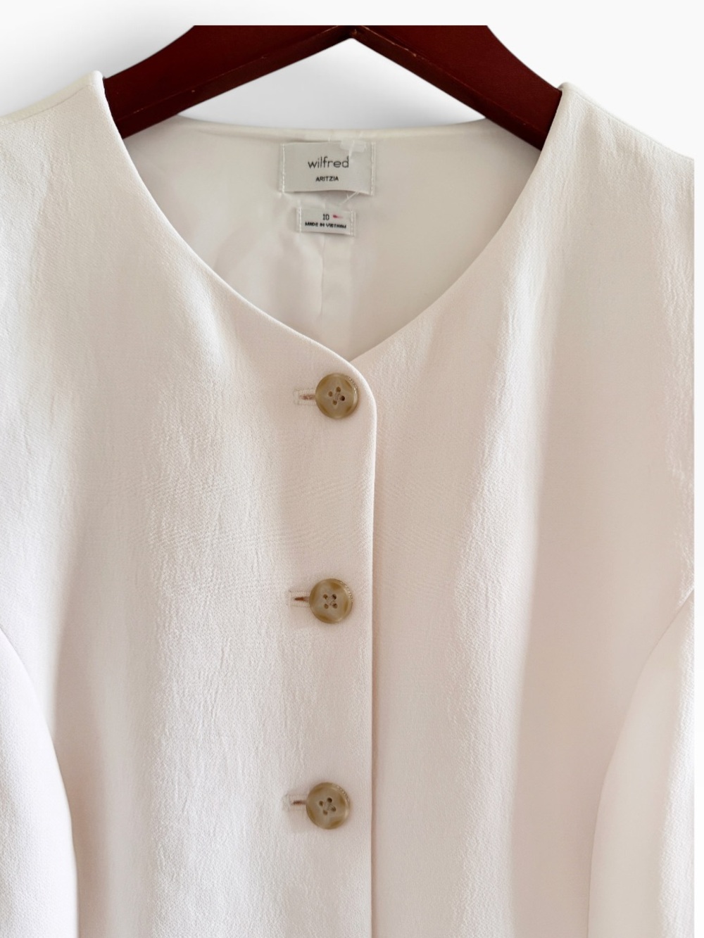 ARITZIA Wilfred Regal Button Front Dress Size 10 in Metropolis Beige - Picture 6 of 16